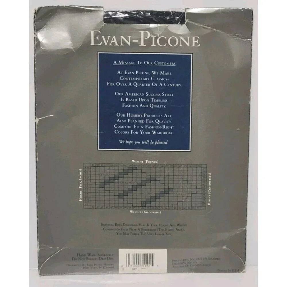 Evan-Picone Light Control Top Pantyhose Invisibly Reinforced Toe Size Small Navy